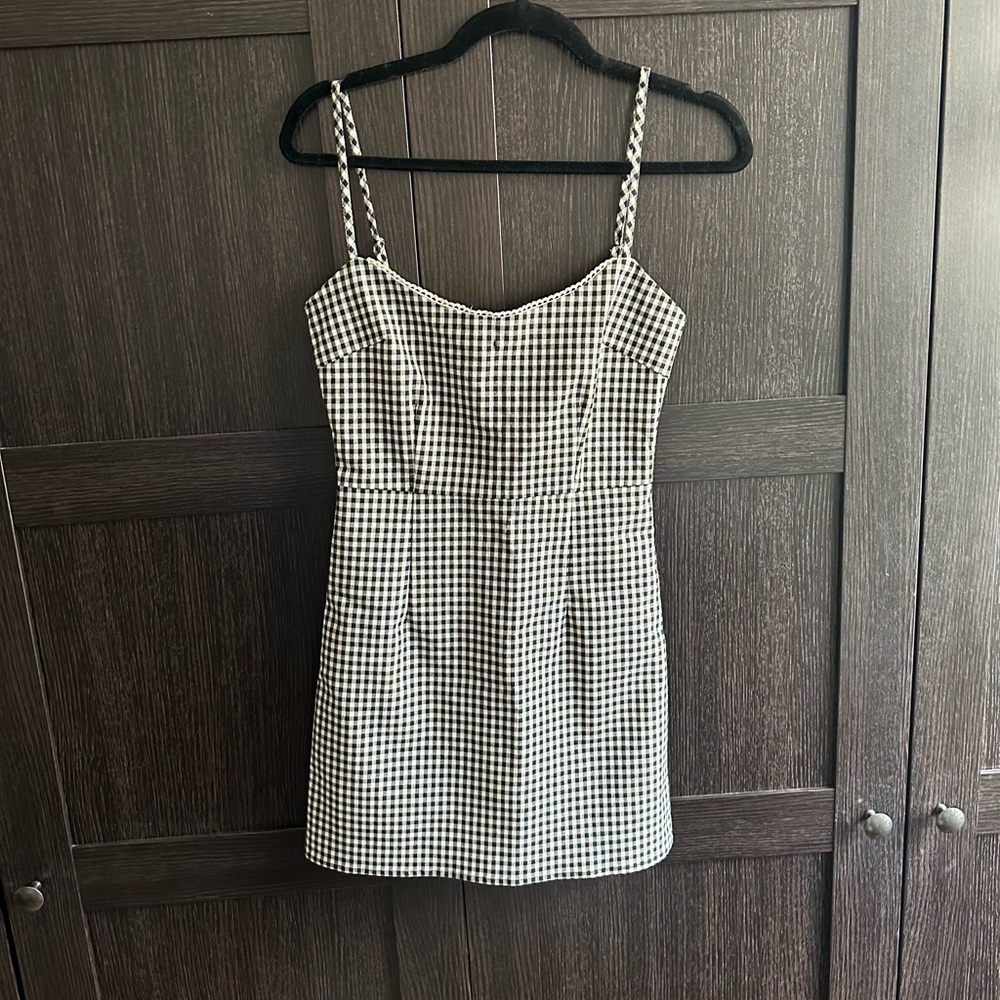 FLAWED- UO Gingham Black & White Dress